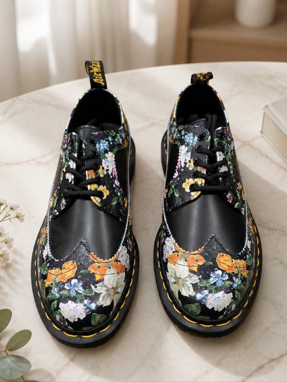 Dr. Martens Floral Black Lace-Up Shoes